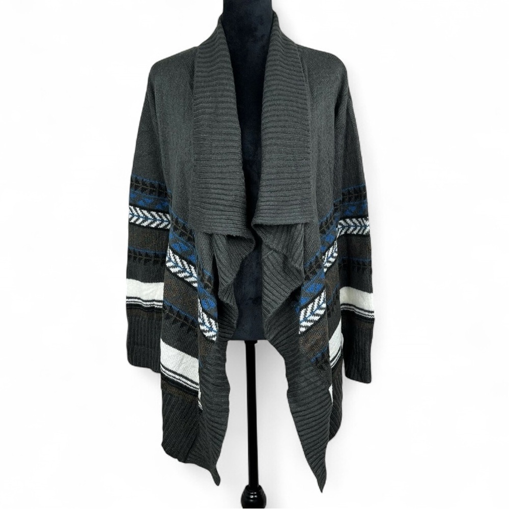 Romeo and Juliet Cardigan Womens Size S Gray Blue Striped Open Front NWT